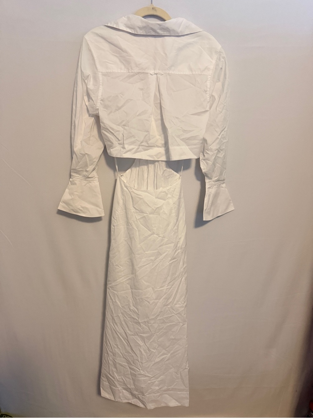 NEW SIMKHAI Signature Alex Pleated Cut Out Shirt Dress White Poplin Maxi Midi XS - Picture 7 of 7